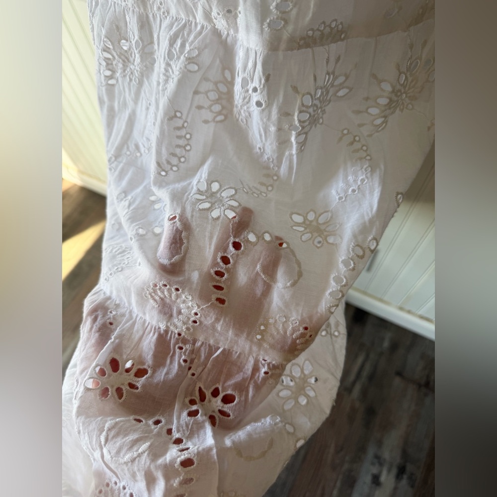 Debbie Katz South Beach Elegant White Eyelet Dress. L. - Picture 3 of 11
